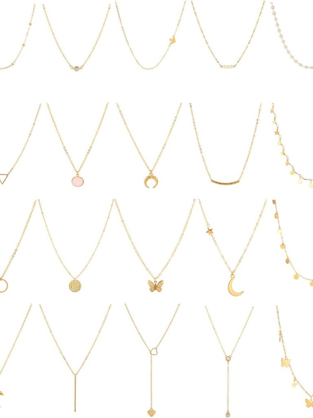 20PCS 14K Gold Plated Choker Necklaces for Women, Dainty Gold Diamond Coin Pearl
